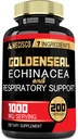 Goldenseal Raiz Cápsula Orgânica com Echinacea, Folha de Mullein, Plantain & More - 7 Premium Herbal Suporta Sistema Imune, Saúde Digestiva, Respiração Suave e Gestão Corporal - 200 Cápsulas