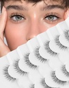 Natural Falso Cílios Limpar Banda Laughes Natural Look Jiocolor Wispy Faux Mink Lashes Demi-wispies Falso Lahes 12MM 7 Pares Wispy Dream (7mm-12mm)