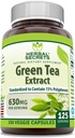 Herbal Secrets Green Tea Extract 630 Mg Per Serving Suplemento Veggie Cápsulas Não-GMO □ Gluten Free □ Made in USA (1 Pack, 250 Count)