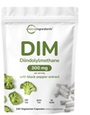 DIM Active Supplement, DIM 300mg, 240 Cápsulas Veggie (fornecimento de 8 meses), 2 em 1 Fórmula, Metabolismo de Estrogénio, Suplemento Extracto de Brócolos Premium DIM-Plus com Pimenta Preta para Melhor Absorção