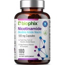 biophix B-3 Nicotinamida 500 mg 180 Caps - Nicínico Amide Niacin Natural Flush-Free Vitamina Fórmula - Apoia a saúde da célula da pele
