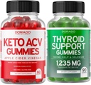Keto ACV Gummies (60 Contagem) Fórmula de perda de peso avançada e suporte de tireóide (90 Contagem) Suplemento de suporte com Ashwaganda, Iodine, Bladderwrack, Kelp & Schisandra - Não-GMO, Vegan & Made in USA
