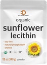 Pó de lecitina de girassol orgânico, 12 onças – livre de soja, planta baseada, naturalmente ocorrendo Phosphatidyl Choline – suplemento de lactação para mulheres – não-GMO