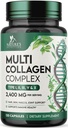 Multi Colágeno Suplemento 2400 mg - Hidrolisados Tipos I, II, III, V & X Multi Colágeno Pílulas Complexo, Colágeno Peptídeos Suplementos, Cabelo, Pele, unhas, e Suplemento de suporte conjunto, Não-GMO - 120 Cápsulas