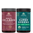 Nutrição antiga Multi Colágeno Proteína Pó, sem sabor, 24 Servings + Supergreens Pó, Greens Sabor, 25 Servings