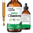 Tintura de coentro selvagem e orgânico - Detox de ervas com extrato de coentro - Suplemento de folha de coentro líquido - Vegan, gotas de açúcar e álcool - 4 fl oz