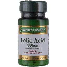 Suplemento de ácido fólico da recompensa da natureza, apoia a saúde cardiovascular, 800mcg, Multi, sem sabor, 750 contagem, pacote de 3