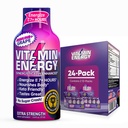 Vitamina Energia Imune+ Força extra Energia Shot Uva 24 Pack, 260mg Cafeína Natural, B-Vitaminas, Citicolina, Chá Verde, Imunidade e Foco Suporte, Açúcar Zero, Sem glúten 1,93 fl oz