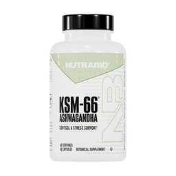 NutraBio Ashwagandha KSM-66 O suplemento de ervas Ashwagandha para estresse, humor e desempenho 600 MG de KSM66 60 Cápsulas