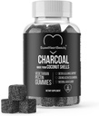 Gummies de carvão activado - Natural Concha de coco Concha Suplementos de goma de carvão para Detox Suporte, barriga Bloat & Saúde Oral - Gluten Free, Vegan & Pectin Based - Acai Flavor, 60 Contagem