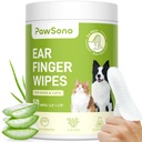Toalhetes de ouvido para cães e gatos, Limpador de ouvido de cachorro mais grosso, Limpador de ouvido de gato de alívio natural cão, Suprimentos de saúde animal para cão pequeno animal gato, Aloe Scent Desodorização - 50 Contagem