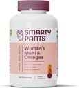 SmartyPants Gummies Multivitamin feminino: Ómega 3 óleo de peixe (EPA/DHA), metilfolato, CoQ10, Vitamina D3, C, Vitamina B12, B6, A, K & Zinc, Inositol, Gluten Free, 120 contagem (20 dias de fornecimento)