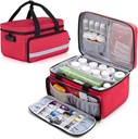 Organizador de garrafas de pílulas CURMIO, saco de medicina com bloqueio para garrafas de prescrição e kits de primeiros socorros, vermelho (design patenteado)
