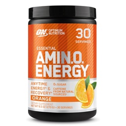Optimum Nutrition Amino Energy - Pré-treino com chá verde, BCAA, Aminoácidos, Keto Friendly, Extrato de café verde, Pó de energia - Refrigerador laranja, 30 Servings (Pacote de Vary maio)