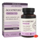 Omega 110 w/LYSOVETA LPC / EPA & DHA Suplementos para Cérebro & Retina Saúde , Foco, Atenção, Memória, Mood & Visão , 6X Absorção mais alta do que óleo de peixe , alta potência Omega-3 LPC-DHA