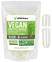XPRS Nutra Tamanho 3 Cápsulas Vazias - 100 Contagem Limpar Cápsulas Veganas Vazias - Pílulas Vegetarianas - Enchimento de cápsula vegetal DIY - Veggie Pill Caps