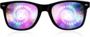 GloFX Black Frame Spiral Difraction Glasses – Laser Etched for Hipnotic Spiral Light Effects, Flexível & Durável para Raves & Festivais