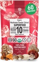 Extrato Orgânico de Cogumelo em Pó - Superfood 10 Suplemento 14x Mais forte 100% Pure USDA Immunity Booster- Reishi, Chaga, Cordyceps, Shiitake, Lions Mane, Turkey Tail and More. Adicionar ao café / chá 60 gramas