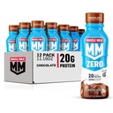 Leite muscular Zero Protein Shake, Chocolate, 20g Proteína, Açúcar Zero, 100 Calorias, Cálcio, Vitaminas A, C & D, 4g Fibra, Energizing Snack, Recuperação de exercícios, Embalagem Maio Vary, 11.16 Fl Oz (Pacote de 12)