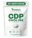 Pursure CDP Choline Powder, 10g, CDP Choline Supplements That Support Atenção, Foco e Energia, Citicoline Powder for Cognitive Function, Aumenta a Motivação e Produtividade, 40 Servings