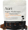 Auri Super Mushroom HSN Gummies - Pele de cabelo e unhas Gummies Functional Mushrooms Suplemento - com Chaga Selvagem, Chlorophyll, Lutein e Astaxantina - 60 laranja Citrus Gummies