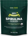Espirulina orgânica em pó (16 Onça): Naturalmente Vegan, Fornecimentos de folato, Vitamina B12, Ferro, Ómega ácidos gordos, GLA, Beta caroteno, clorofila, Aminoácidos