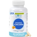 Core Med Science Cápsulas de Curcumina Lipossômica, 500mg - Puro Suplemento Extrato Turmérica - Alta Absorção Conjunta e Apoio à Saúde do Coração para Adultos - Promove Saúde Cognitiva e Cerebral, Não-GMO (60 Contagem)