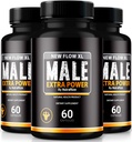 (3 Pack) New Flow XL Cápsulas para homens, NewFlow XL comprimidos masculinos, Todas as fórmulas naturais para massa muscular e desempenho máximo, Official NewFlowXL Comentários (180 Cápsulas)