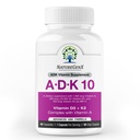 ADK10 – ADK Suplemento de Vitaminas de Alta Potência A, D3 (10,000 UI) e K2 MK-7 para Osso, Coração e Saúde Imune, 90 Cápsulas Minúsculas, 3 Mês de Fornecimento, Sem Glúten