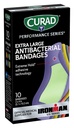 CURAD Performance Series IRONMAN Antibacterianas Bandagens, Extreme Hold Adhesive Technology, Bandagens de tecido flexível extra grandes para cortes, raspas, & queimaduras, cores variadas, 2 x 4 polegadas, 10 contagem