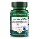 Pureza Produtos Memory500 Bacopa monniera/Brahmi Elite Nootropic Complex - Suporta pico de desempenho cognitivo*, aumento da velocidade de aprendizagem* e memória saudável & lembrete* - 30 bonés vegetarianos