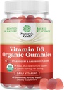 Pastilhas de vitamina D3 orgânicas para mulheres e homens - pastilhas de vitamina D 2000UI por serviço para saúde óssea, músculos e suporte imunológico - Suplemento não-GMO para adultos - Gelatina e glúten livre - 60 gomas
