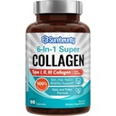 Complexo de Colágeno Multi, Tipo I, II, III, Super Colágeno 6-em-1 com vitamina C, Ácido Hialurônico, Biotina, Açafrão, Pimenta Negra, Keto, 90 Cápsulas