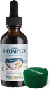 Maxi Saúde Framboesa Complexo Líquido Vitamina B, Suplemento com Vitamina B12 - Sublingual B gotas para crianças com B1 B2 B3 B5 B6 Biotina Ácido Fólico, para energia e função cerebral - 2 fl. Oz, Green Pillbox