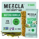 Mezcla Puff Crispy Protein Bars, Gluten Free & Vegan Protein Bars, 10g Protein, Alt para Crispy Rice Treat, Granola Bars & Bares de café da manhã, Snacks saudáveis para adultos, Macha Vanilla, 12 Pack