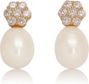18K ouro banhado Sterling prata Stud rosa cultivado pérola gota brincos