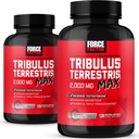 FORCE FACTOR Tribulus Terrestris Max para homens 2-Pack, Testosterona Booster, Suplemento de Vitalidade Masculino, Made with Key Natural Ingredients Superior Absorção, 2000mg, 240 Cápsulas, Vermelho