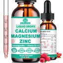 Zinco de magnésio de cálcio D3 com glicinato de magnésio calma mais Ashwagandha, L-Theanina, cálcio líquido com vitamina D3 e suplemento de magnésio para imune, osso, músculo, humor e suporte ao sono