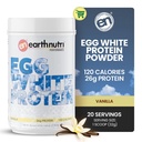EarthNutri - Egg White Protein Powder Supplement for Pre, Intra or Post Treinout, 26g de proteína por serviço, Suporta força muscular e recuperação, Sem aditivos artificiais - Vanilla 20 Servings (640g)