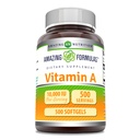 Fórmulas surpreendentes Vitamina A 10000 UI Supplement □ como Retinil Palmitate □ 3000 Mcg □ Softgels □ Não-GMO □ Gluten Free □ Made in USA (1 Pack, 500 Count)