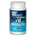 Pet Protect Cat & Small Dog Omega-3 Suplemento, mistura de formulário livre proprietário, Suporta uma resposta inflamatória normal, cápsulas de corte-tip (60 contagem)