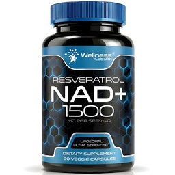Wellness LABSRX Liposomal NAD Supplement, 1500mg - NAD Resveratrol Supplement for Women and Men, NAD+ Support Cellular Health, Energy & Anti Aging - 90 Count