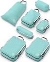 Cubos de embalagem de compressão grandes para Organizadores de bagagem de cubos de viagem-packing 7 conjunto de peças para bagagem-Ultralight verificado, expansível / sacos de compressão por engrenagem de viagem TRIPPED (DustyTeal / branco)
