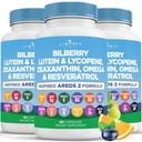 Vitaminas de saúde ocular com Bilberry, Lutein & Zeaxanthin, Lycopene, Resveratrol, Extrato de semente de uva Sementes de linho Astaxantina- AREDS 2-180 Cápsulas