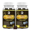Óleo de semente preta & gomas de musgo do mar, 2Pack Pastilhas de musgo do mar irlandês com óleo de semente preta, Extrato de Ashwagandha, Elderberry, Açafrão, Vitamina C, Vitamina D3 - suporte imunológico, articulações, digestão, cabelo e pele
