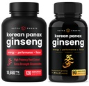 NutraChamps Ginseng Duo completo - O pacote de suporte completo de energia, foco e resistência – Ginseng ouro e vermelho coreano Panax Ginseng