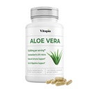 Cápsulas de Aloe Vera Orgânicas 20% Aloins Supplement - Pure Inner Leaf Gel Concentrate - Digestive, Gut Health, Pele, Suporte Imune - 120 Contagem - Não-GMO, Gluten-Free, Vegan