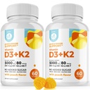 DR. MORITZ Vitamina D3 Gummies (5000 UI) com K2 - para adultos e crianças - Vitamina D3 K2 Gummies para suporte imunológico e saúde óssea - Vegan, Açúcar Livre, Glúten Livre (120 contagem)