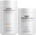 Codeage diário ADK Vitamina & pacote probiótico – Vitamina A Retinil Palmitate, Vitamina D3 Colecalciferol, Vitamina K, 50 bilhões de CFU mistura probiótica, não-GMO