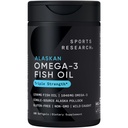 Esportes Pesquisa Triplo Força Omega 3 Óleo de peixe - Arroto Suplemento de óleo de peixe w/EPA & DHA ácidos gordos de fonte única Wild Alaskan Pollock - 1250 mg, 180 ct